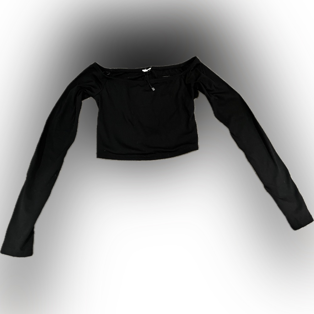 Garage Black Women's Off Shoulder Crop Cut-Out Back Top XS